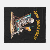 Strandloungen Skeleton Halloween Fleece Deken (Voorkant (Horizontaal))