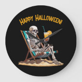 Strandloungen Skeleton Halloween Grote Klok (Voorkant)