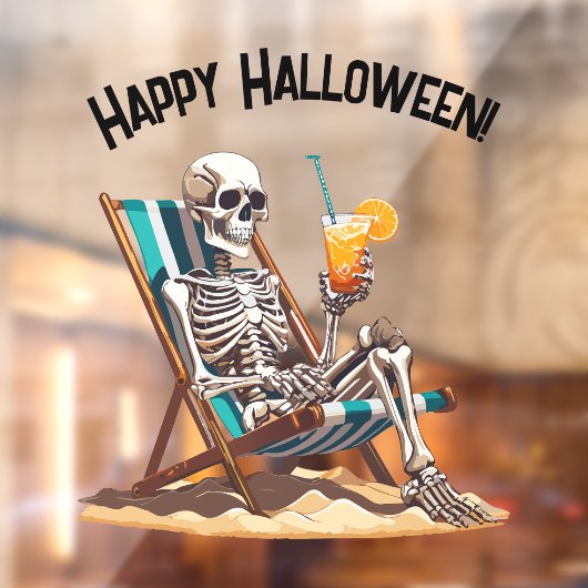 Strandloungen Skeleton Halloween Raamsticker (Vel 2)