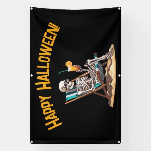 Strandloungen Skeleton Halloween Spandoek (Verticaal)