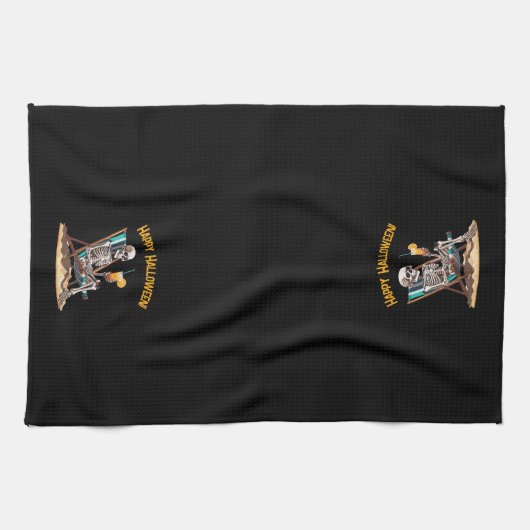 Strandloungen Skeleton Halloween Theedoek (Horizontaal)