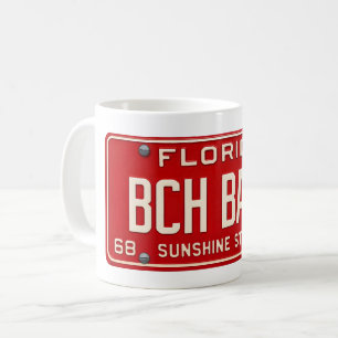 Strandmeid 1969 Retro rode Florida-registratiepl Koffiemok