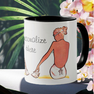  strandmeisje met zeeschelp zomerse elegantie mok