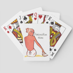  strandmeisje met zeeschelp zomerse elegantie pokerkaarten