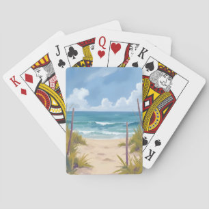 Strandpad   Oceaan Aquarel Kust Geschilderd Pokerkaarten