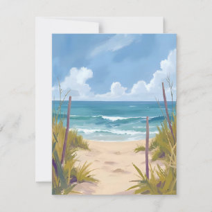 Strandpad Oceaan Aquarel Kustgeschilderd Bedankkaart