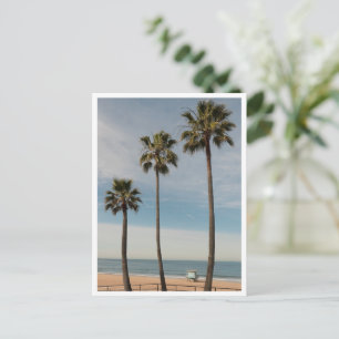 Strandpalmboom & Toren van strandwacht Los Angeles Briefkaart