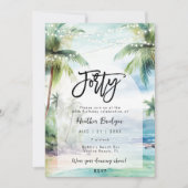 Strandpalmen 40e verjaardagsfeest kaart (Voorkant)