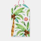 strandpalmen tropische bloemen bruiloft cadeaulabel (Achterkant)