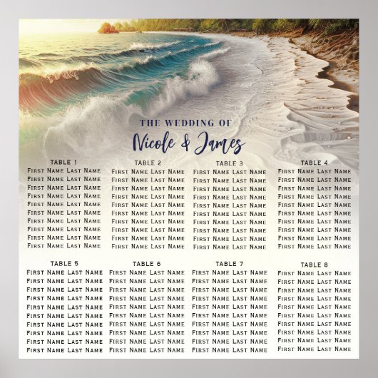 Strandparadijs Zonsondergang Kust Bruiloft Zitplaa Poster (Voorkant)