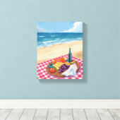 strandpicknick | Ocean Shore Painting Canvas Afdruk (Insitu (Houten vloer))