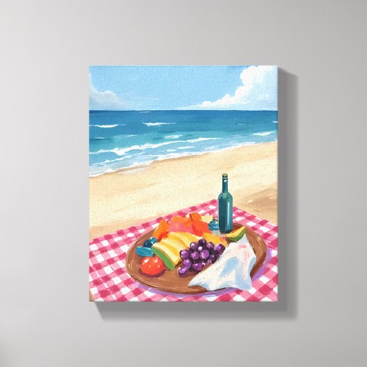 strandpicknick | Ocean Shore Painting Canvas Afdruk (Voorkant)