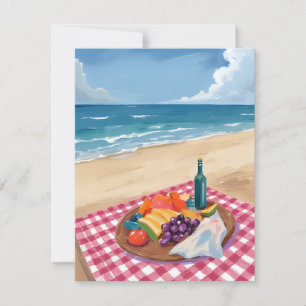 Strandpicknick   Schilderij van de Oceaankust Bedankkaart
