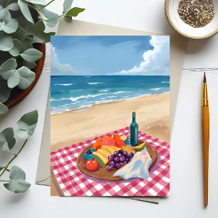 Strandpicknick   Schilderij van de Oceaankust Briefkaart