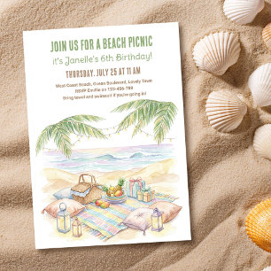 Strandpicknick Tropische Palmboom Verjaardag Kaart