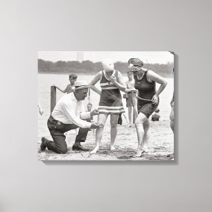 Strandpolitie, 1922. Oude foto Canvas Afdruk