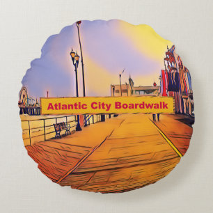 Strandpromenade popart rond kussen