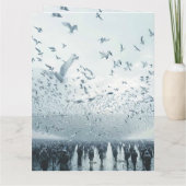 Strandpubliek vredesduif foto kaart (Achterkant)