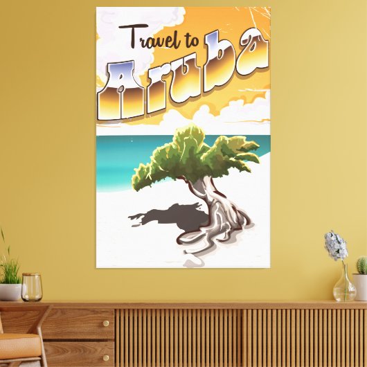 strandreisdruk Aruba Canvas Afdruk (Insitu (Woonkamer))
