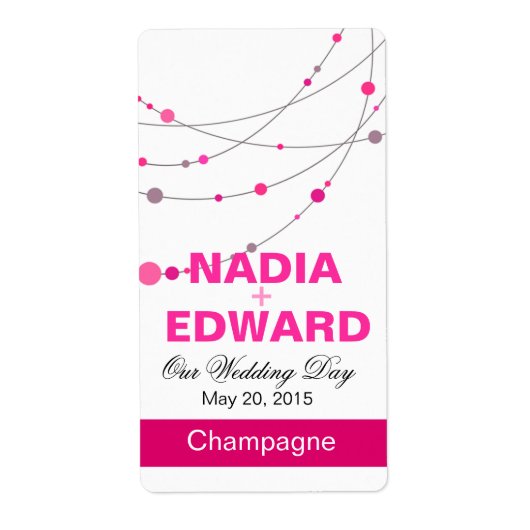 Strands stylés | blanc fuschia Vin Étiquette (Devant)