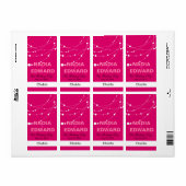 Strands stylés | fuschia white Vin Étiquette (Feuille entière)