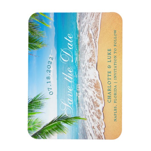 Strandscène De datum opslaan Magneet (Verticaal)