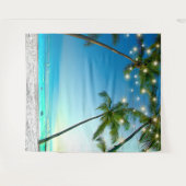 Strandscène Kokosnoot Palm Bomen String Lights Wandkleed (Voorkant (horizontaal))
