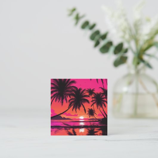 Strandscène met een levendige sinaasappel en roze contactkaartje (Staand voorkant)