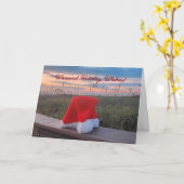 Strandscène met kerstmuts gevouwen kerstkaart kaart (Gele Bloem)