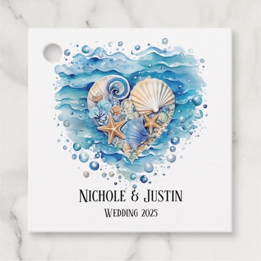 Strandscène Starfish bruiloft Bedankjes Labels (Voorkant)