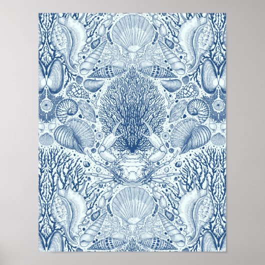 Strandschatten in blauw poster (Voorkant)