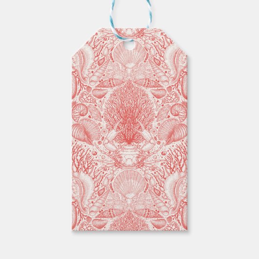 Strandschatten in koraalrood cadeaulabel (Voorkant)