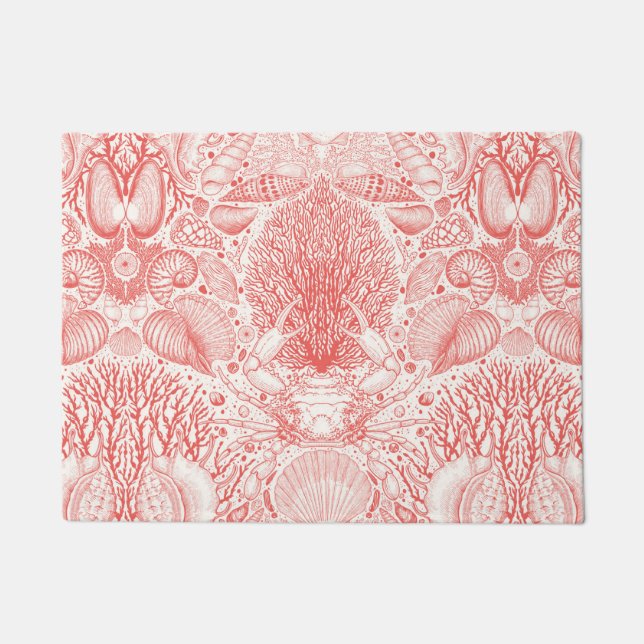 Strandschatten in koraalrood deurmat (Voorkant)
