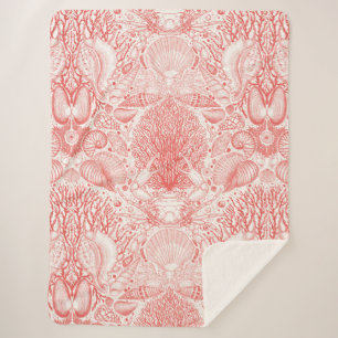 Strandschatten in koraalrood sherpa deken