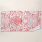 Strandschatten in koraalrood strandlaken (Voorkant)