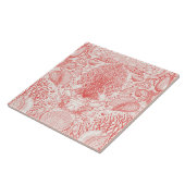 Strandschatten in koraalrood tegeltje (Zijkant)