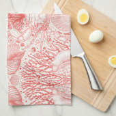 Strandschatten in koraalrood theedoek (Quarter Fold)