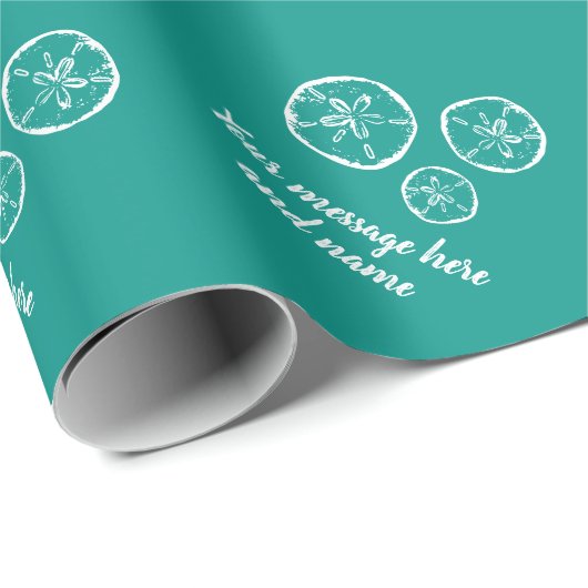  strandschelp en douane turquoise cadeaupapier (Rol Hoek)