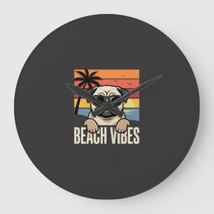 Strandstemming Pug Hond Zonsondergang Grote Klok