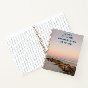 Strandstenen bij zonsondergang School Klaslokaal N Notitieboek