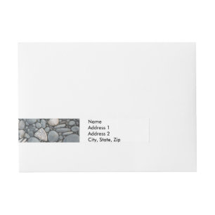 Strandstenen schelpen steentjes rotsen schilderen adreslabel wikkel