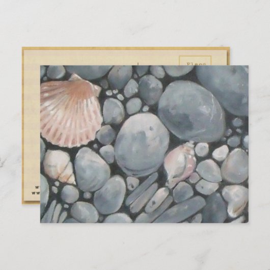 Strandstenen schelpen steentjes rotsen schilderen  briefkaart (Voorkant / Achterkant)