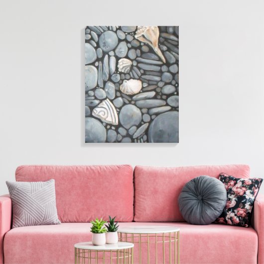 Strandstenen schelpen steentjes rotsen schilderen canvas afdruk (Insitu (Woonkamer))