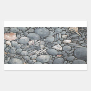 Strandstenen schelpen steentjes rotsen schilderen  rechthoekige sticker