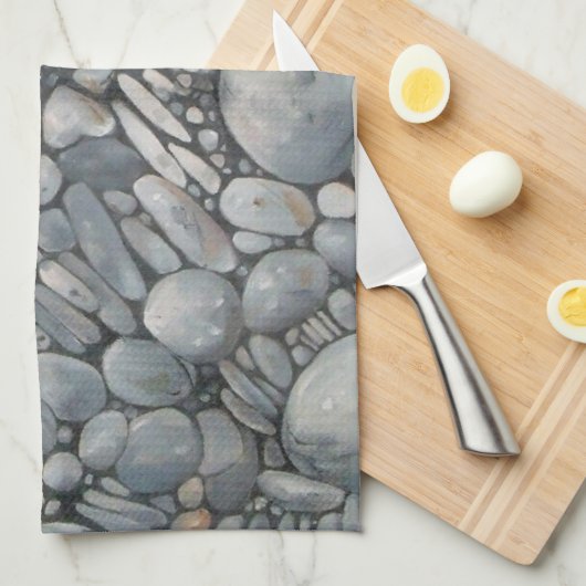 Strandstenen schelpen steentjes rotsen schilderen  theedoek (Quarter Fold)