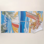 Strandstoel bij de oceaan strandlaken (Voorkant)