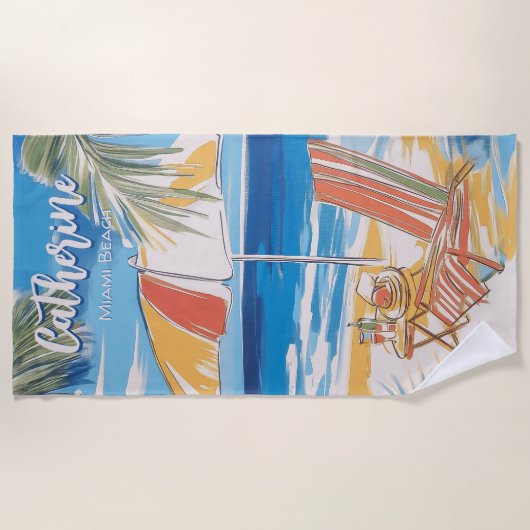 Strandstoel bij de oceaan strandlaken (Voorkant)