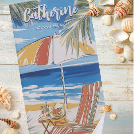 Strandstoel bij de oceaan strandlaken