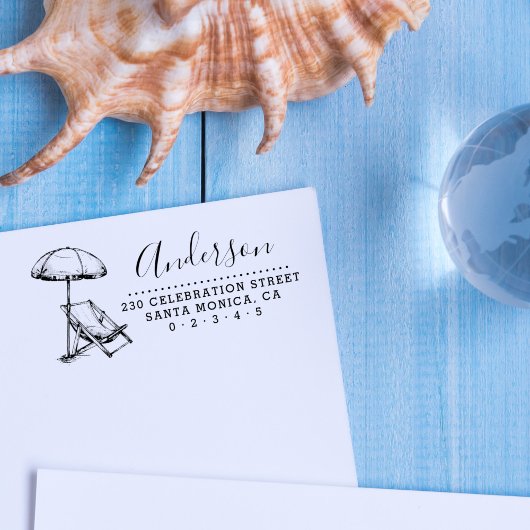 Strandstoel & Paraplu Script Naam Retouradres Zelfinktende Stempel