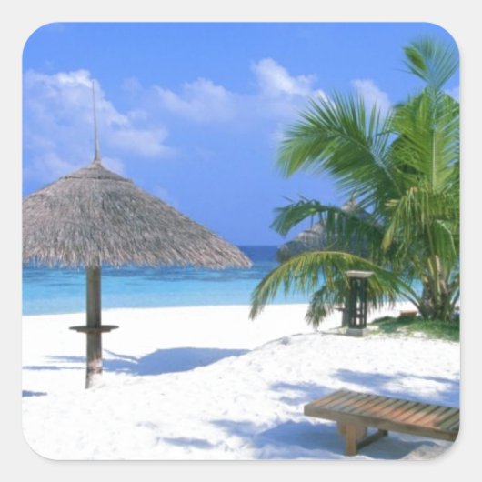 Strandstoel - Zomer Bliss Vierkante Sticker (Voorkant)